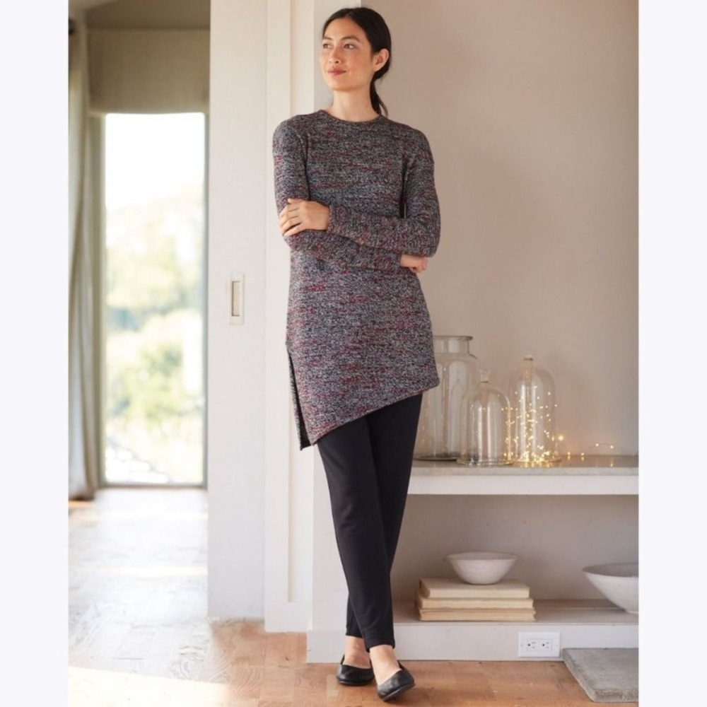 J Jill Heather Asymetrical Hem Cashmere Blend Tunic Sweater XL w MEASUREMENTS